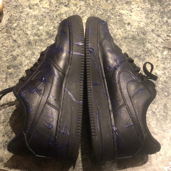 Nike Other - black af1 shoes with blue paint splattered
